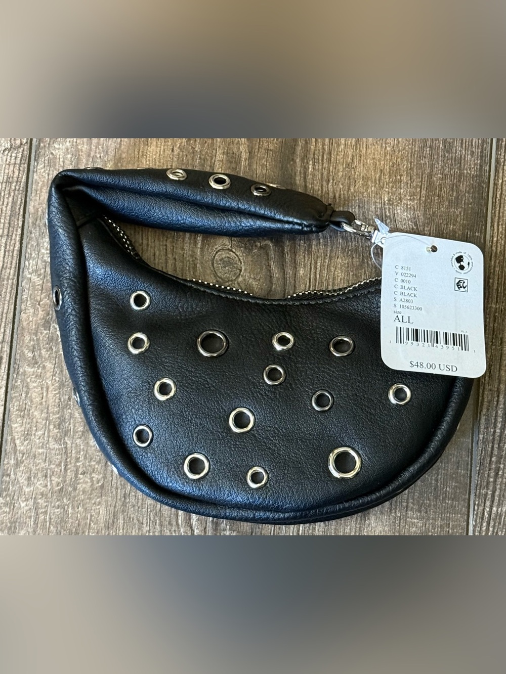 Free People Black Grommet Accent Mini Purse